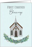 First Communion Blessings Church and Swag card