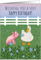 Birthday Farm Pig and Duck card