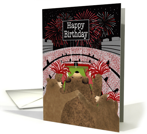 Birthday Three Bears Cheering at Football Stadium Red card (1927792)