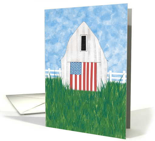 July 4th Barn with American Flag card (1929006)