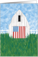 July 4th Barn with American Flag card