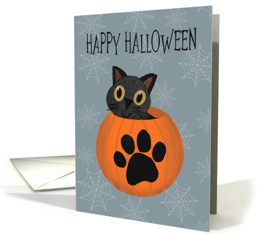 Halloween Black Cat Inside a Pumpkin card (1935812)