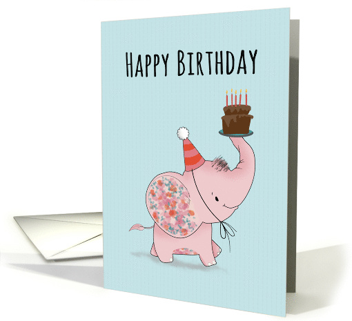 Birthday Elephant with Cake card (1942312)