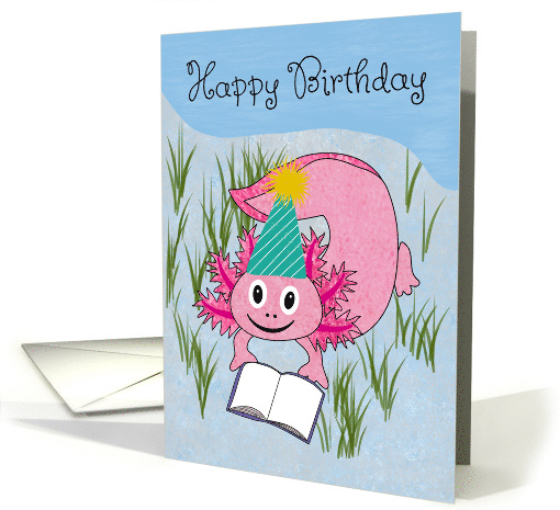 Birthday Axolotl Wearing Party Hat card (1945694)
