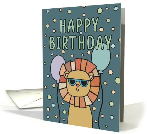 Happy Birthday Lion With Sunglasses card (1945984)