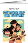 Teacher Happy Birthday Amazon with Birthday Cake card