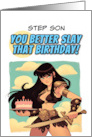 Step Son Happy Birthday Amazon with Birthday Cake card
