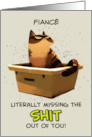 Fiance Miss You Cat on Litter Box card