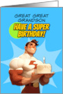 Great great Grandson Happy Birthday Super Hero with Birthday Cake card