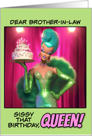 Brother in Law Happy Birthday LGBTQIA Drag Queen with Birthday Cake card