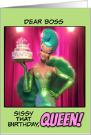 Boss Happy Birthday LGBTQIA Drag Queen with Birthday Cake card