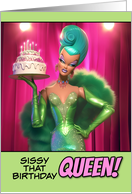 Happy Birthday LGBTQIA Drag Queen with Birthday Cake card
