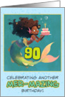 90 Years Old Happy Birthday African American Mermaid card