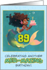 89 Years Old Happy Birthday African American Mermaid card