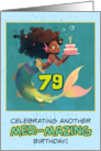 79 Years Old Happy Birthday African American Mermaid card