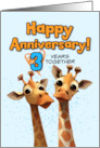 3 Year Wedding Anniversary Giraffe Pair card