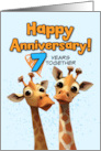 7 Year Wedding Anniversary Giraffe Pair card