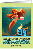 94 Years Old Happy Birthday Red Haired Mermaid card
