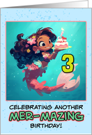 3 Years Old Happy Birthday Latina Mermaid card