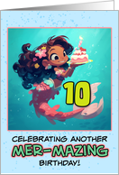 10 Years Old Happy Birthday Latina Mermaid card