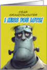 Granddaughter Miss You Lots Sad Monster card