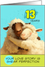 13 Year Wedding Anniversary Happy Sheep Couple card