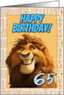 65 Years Old Happy Birthday Smiling Cartoon Lion card