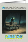 Great Grandson Miss You Sad Zombie on a Park Bench card