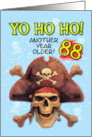 88 Years Old Happy Birthday Pirate Skull and Crossbones card