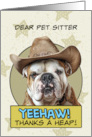 Pet Sitter Thanks a Heap English Bulldog Cowboy card