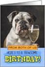 From Couple Happy Birthday English Bulldog Champagne Toast card