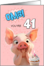 41 Years Old Happy Birthday Piglet with Cupcake card