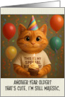 Happy Birthday Ginger Cat with T Shirt and Cupcake card