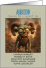 Aries Zodiac Zombie Birthday card