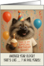 Happy Birthday Keeshond with T Shirt and Cupcake card