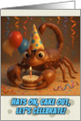 Happy Birthday Scorpion with Party Hat and Birthday Cake card