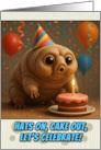 Happy Birthday Tardigrade with Party Hat and Birthday Cake card