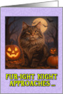 Norwegian Forrest Cat Halloween with Carved Pumpkins card