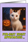 Khao Manee Cat Halloween with Carved Pumpkins card
