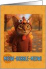 Abyssinian Cat in Turkey Suit Thanksgiving Autumn Forrest card