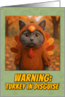 Chartreux Cat in Turkey Suit Thanksgiving Autumn Forrest card