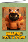 Black Cat in Turkey Suit Thanksgiving Autumn Forrest card