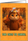 Ginger Cat in Turkey Suit Thanksgiving Autumn Forrest card