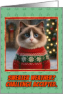 Ragdoll Cat in Knitted Christmas Sweater Outdoors Scene card
