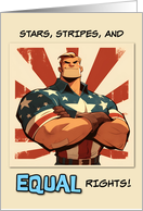 Fourth of July LGBTQIA Muscle Man Stars and Stripes card