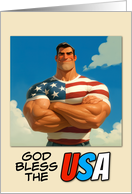 Fourth of July LGBTQIA Patriotic Man Stars and Stripes card