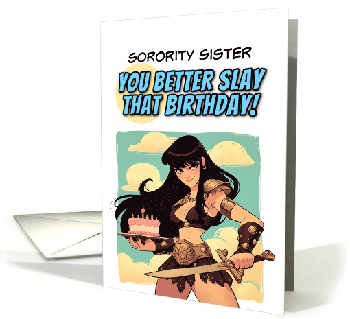 Sorority Sister Happy Birthday Amazon with Birthday Cake card