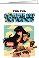 Pen Pal Happy Birthday Amazon with Birthday Cake card