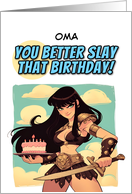 Oma Happy Birthday Amazon with Birthday Cake card