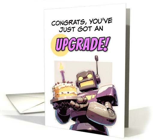 Happy Birthday Robot with Birthday Cake card (1848188)